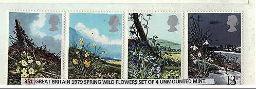 GREAT BRITIAN 1979 SPRING WILD FLOWERS SET OF 4 UNMOUNTED MINT.SG 1079-82