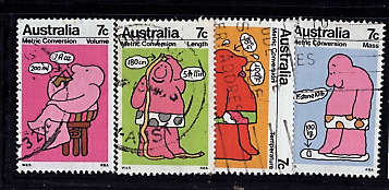 AUSTRALIA 1973 METRIC CONVERSION SET OF 4 VFU.SG 532-35