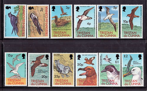 TRISTAN DA CUNHA 1977 BIRDS COMPLETE SET OF 12 SUPERB UNMOUNTED MINT.SG 220-231