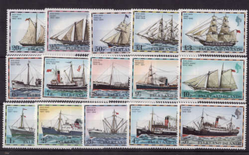 FAKLANDS ISLANDS 1978 MAIL SHIPS COMPLETE SET OF 15 WITHOUT IMPRINT DATES UMM.SG 331A-345A