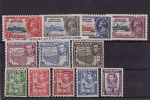 SOMALILAND 1938 KGVI DEFINITIVE PART SET OF 8 MM.(Rs2 IS UMM).(INCLUDE TOP 3 VALUES)CAT R2600