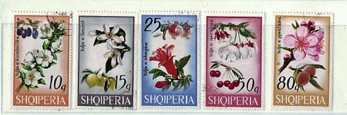 ALBANIE 1969 FRUIT TREES FLOWERS (BLOSSOM and FRUIT)SHORT SET TO 80q VERY FINE USED.SG 1324-1328