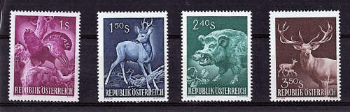 AUSTRIA 1959 HUNTING CONGRESS SET OF 4 LIGHTLY MOUNTED MINT.SG 1338-41
