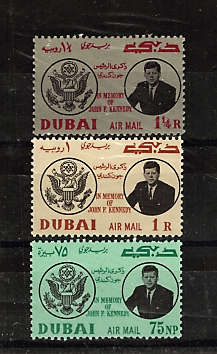 DUBAI 1964 PRESIDENT KENNEDY SET OF 3 UMM.SG 47-49