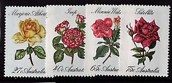 AUSTRALIA 1982 ROSES SET OF 4 LMM (75c TONED PERF).SG 843-846