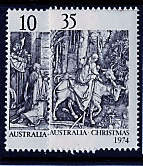 AUSTRALIA 1974 CHRISTMAS (WOODCUTS BY DURER) SET OF 2 LMM.SG 580-581