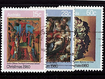 AUSTRALIA 1980 CHRISTMAS SET OF 3 VFU.SG 758-760