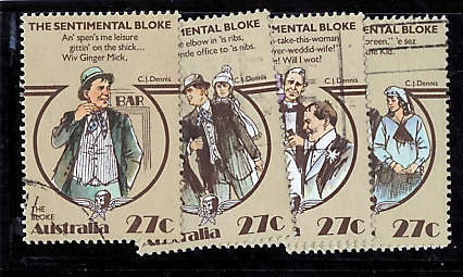AUSTRALIA 1983 `THE SENTIMENTAL BLOKE` (HUMEROUS POEM) SET OF 4 VFU.SG 890-795