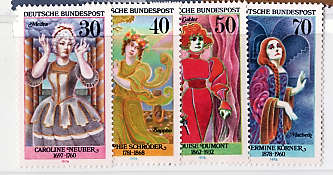 GERMANY WEST 1976 FAMOUS GERMAN ACTRESSES SET OF 4 LMM.SG 1800-1803