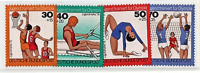 GERMANY WEST 1976 YOUTH WELFARE. TRAINING FOR THE OLYMPICS SET OF 4 LMM.SG 1775-78