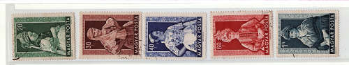 HUNGARY 1953 COSTUMES SHORT SET OF 5 TO 1Fo VFU.SG 1323-1327