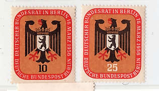 GERMANY WEST BERLIN1956 FEDERAL COUNCIL MEETING (EAGLE and ARMS OF BERLIN)SET OF 2 LMM.SG B147-B148