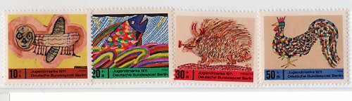 GERMANY WEST BERLIN 1971 CHILD WELFARE (CHILDREN`S DRAWINGS) SET OF 4 LMM.SG B387 - B390