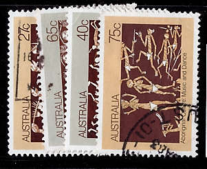 AUSTRALIA 1982 ABORIGINAL CULTURE SET OF 4 FINE USED.SG 866.69