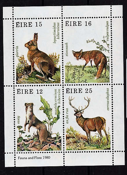 IRELAND 1980 WILDLIFE MINIATURE SHEET OF 4 MOUNTED MINT.MS 465