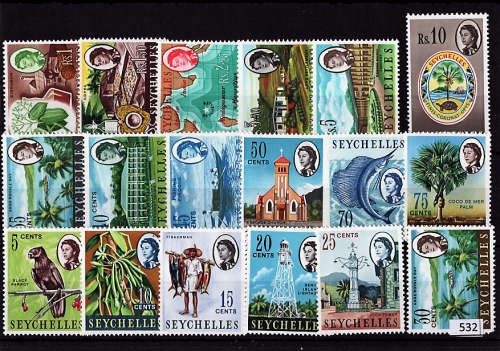 SEYCHELLES 1962-68 DEFIN SET OF 18 LMM.SG 196-212.CAT R1150