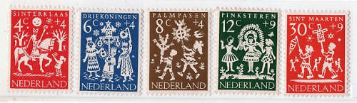 NETHERLANDS 1961 CHILD WELFARE FUND SET OF 5 LIGHTLY MM.SG 914-918