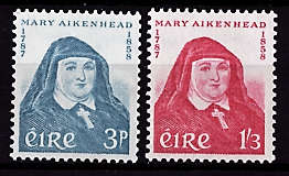 IRELAND 1958 DEATH CENTENARY OF MOTHER MARY AIKENHEAD SET OF 2 MM.SG 174-75.CAT R260