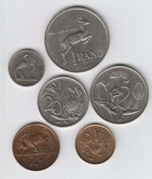 Lot of 1988 RSA coins - 1 cent to R1 no 10c @ crazy R1 start - as per photo