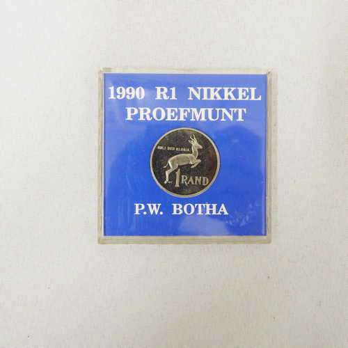 1990 R1 Nikkel proof coin - P.W. Botha