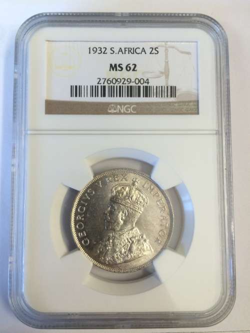1932 SA Union 2 shillings graded MS62 by NGC @ Crazy R1 start