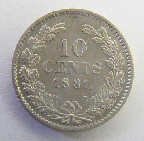 1881 Willem Netherlands 10 cent uncirculated