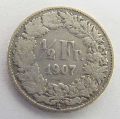 Switzerland 1907 Silver half franc VF+
