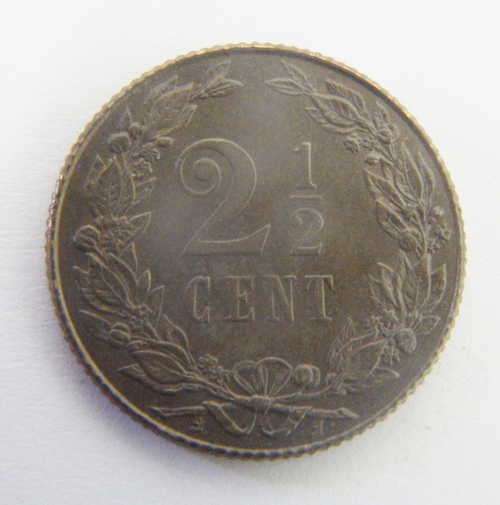 Netherlands 1905 copper 2 1/2 cent AU