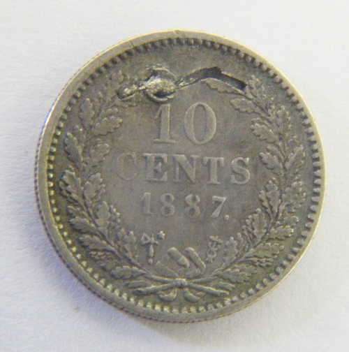 1887 Willem 3 - 10 cent with damage