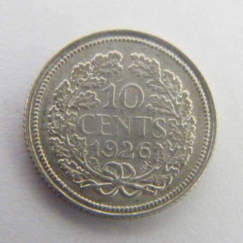 1926 Wilhelmina 10 cent AU+