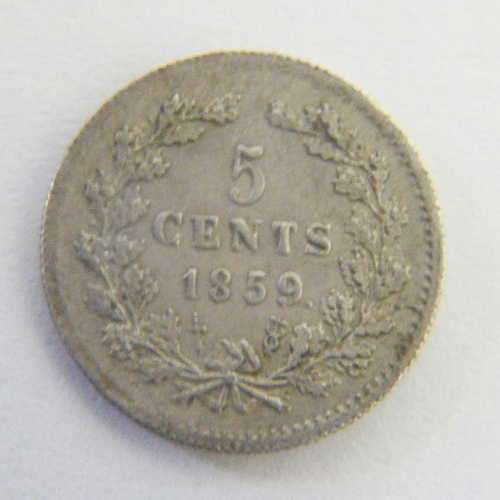 1859 Willem 3 XF 5 cent