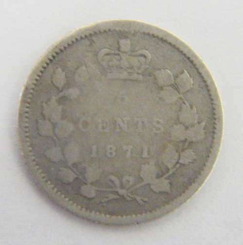 1871 Canada 5 cent well worn