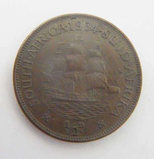 SA Union 1934 Half Penny EF