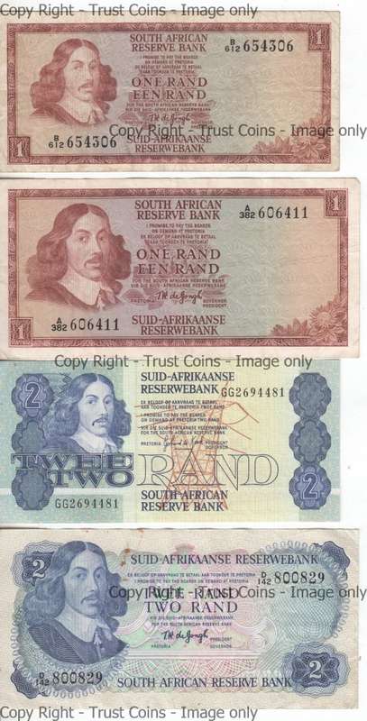 Lot of 8 different old South African banknotes