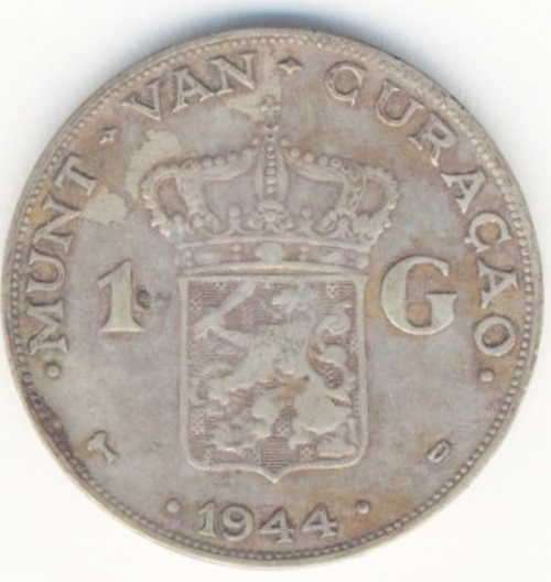 1944 Curacao 1 Gulden - Wilhelmina