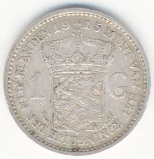 1915 Netherlands 1 Gulden - Wilhelmina - VF+