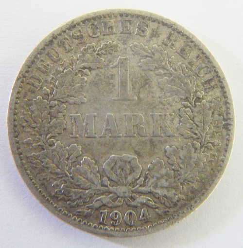 1904 Deutsches Reich 1 Mark - VF - `A` mintmark