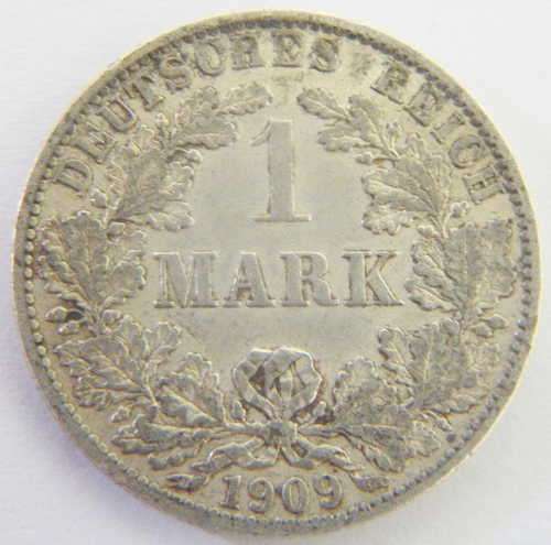 1909 Deutsches Reich 1 Mark - XF - `A` mintmark