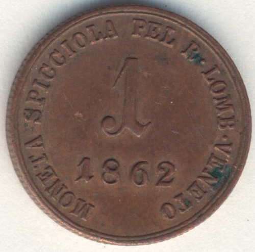 1862 Lombardy-Venice 1 Soldo (V)