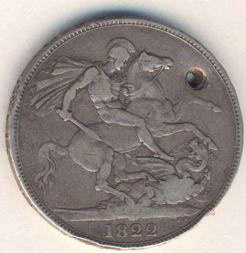 1822 Great Britain crown - Holed