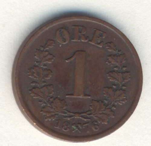 1876 Denmark 1 Ore coin