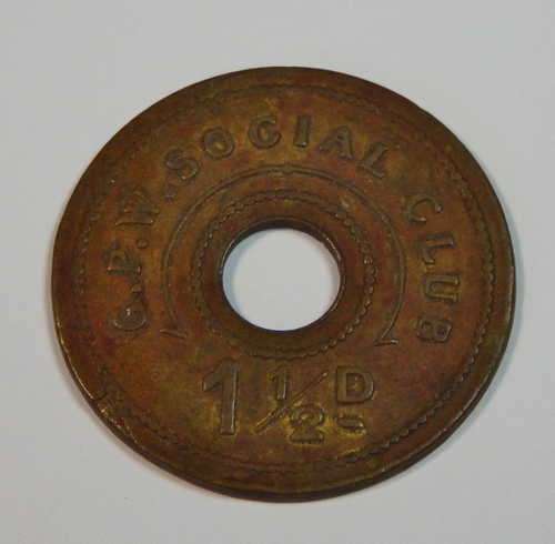 G.P.W. Social Club 1 and a half token