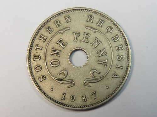 1937 Southern Rhodesia 1 penny coin