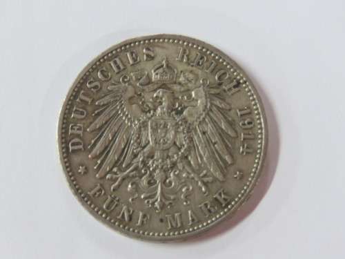 1914-A German States (Prussia) Funf (5) Mark coin as per photo