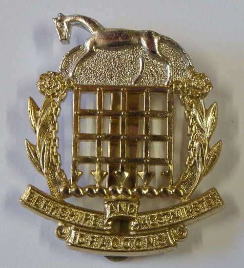 Great Britain Berkshire and Westminster Yeomanry Dragoons regiment - Anodise - Cap badge - Slide