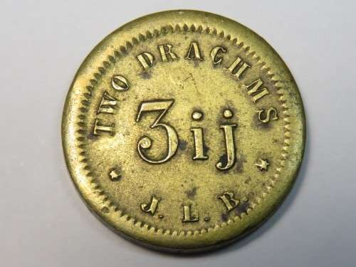 Two Drachms 3ij J.L.B apothecary weight
