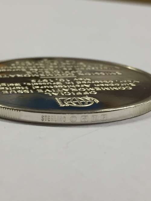 Proof sterling silver medallion honoring European Architectural heritage year 1975