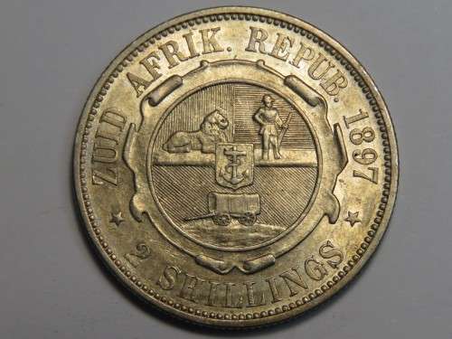 ZAR Kruger 1897 two shillings - Au+/UNC