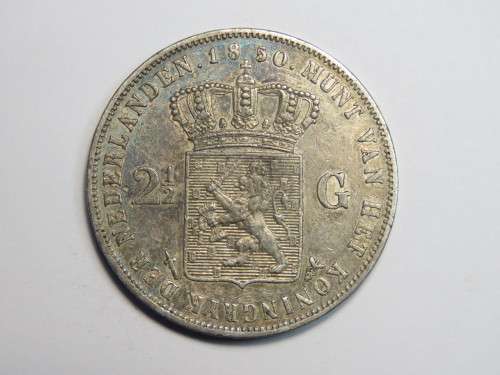 Netherlands Willem 3 silver 2 1/2 Gulden - XF+ 1850