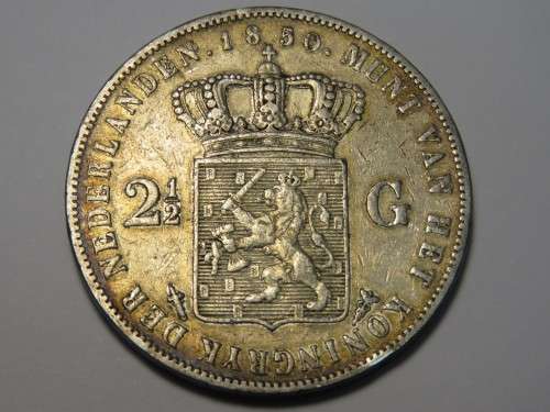 Netherlands Willem 3 silver 2 1/2 Gulden - VF+ 1850